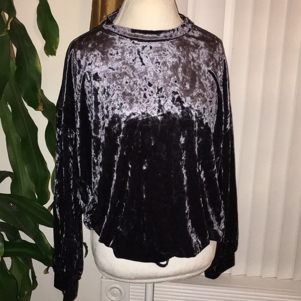 New Adrianna Papell Velvet Long Sleeve Blouse